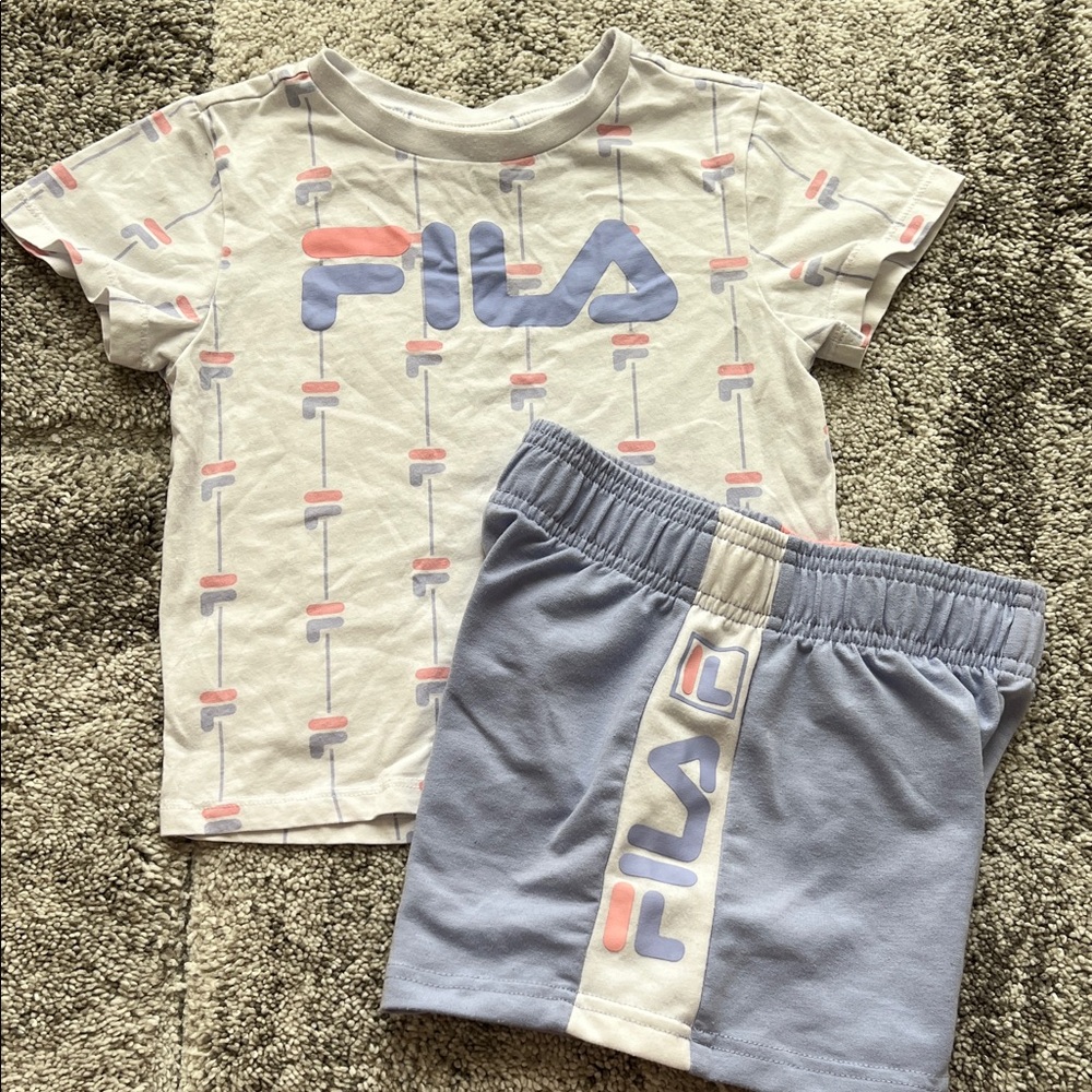 Fila Kids Pajama Set - White and Light Blue